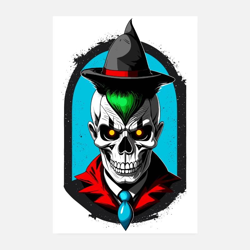 A student magician with skull and pointed hat Poster 8" x 12" (20x30 cm)