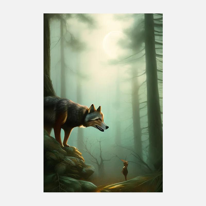 Wolf in the forest Poster 8" x 12" (20x30 cm)