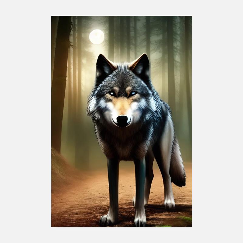 Loup dans la forêt Poster 20 x 30 cm