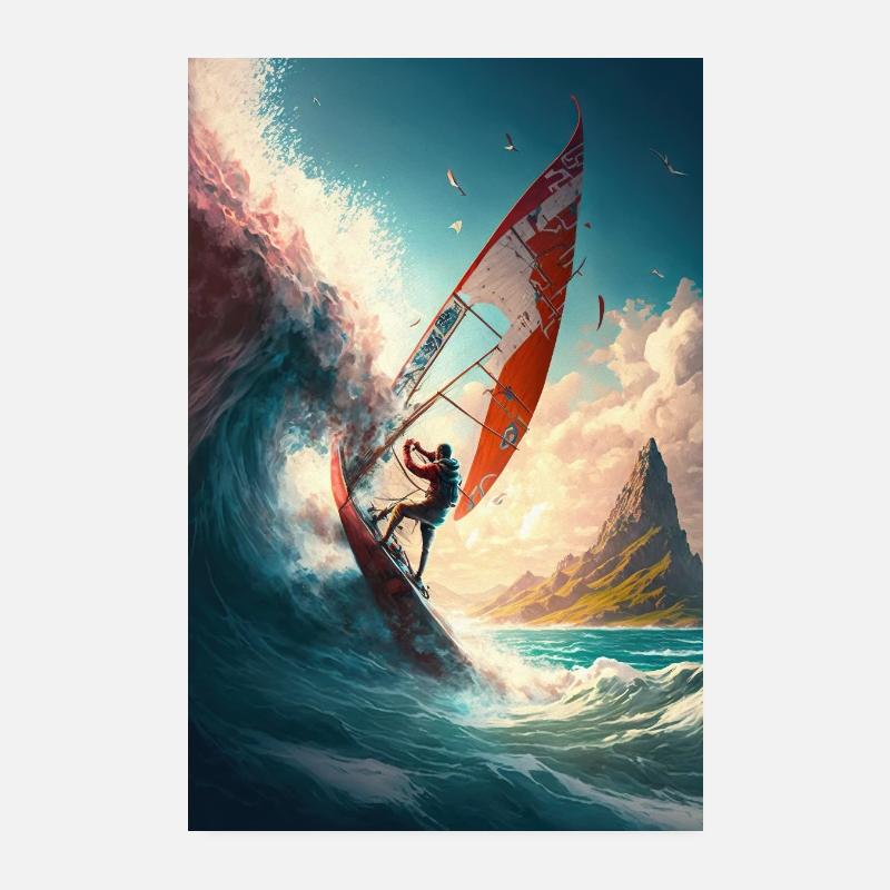Planche à voile féroce Art mural Un affichage époustouflant de Poster 20 x 30 cm