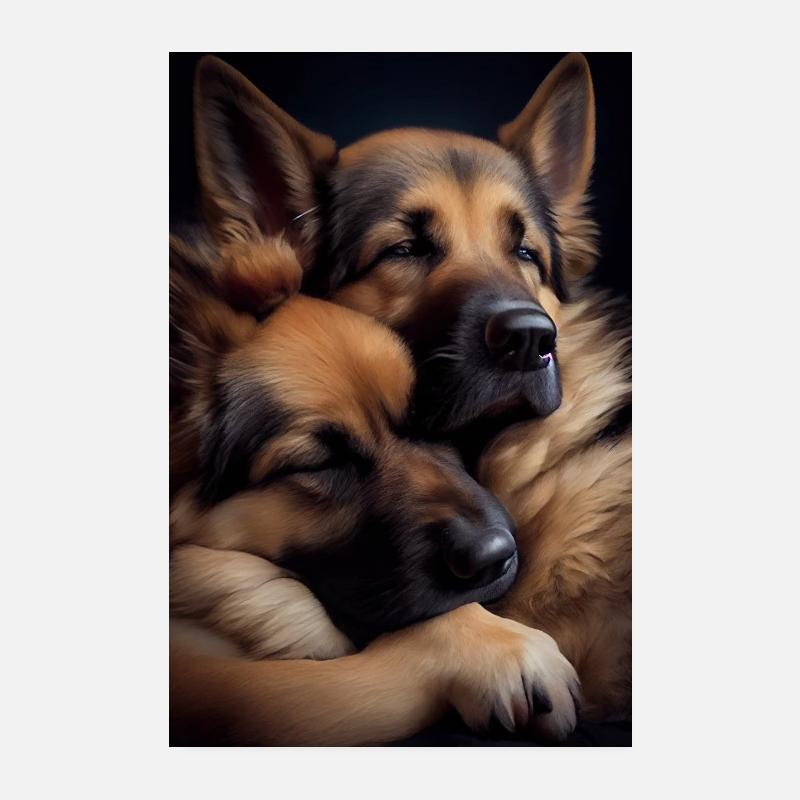 Deutscher Schäferhund Hund Malinois Cuddle Poster 20x30 cm
