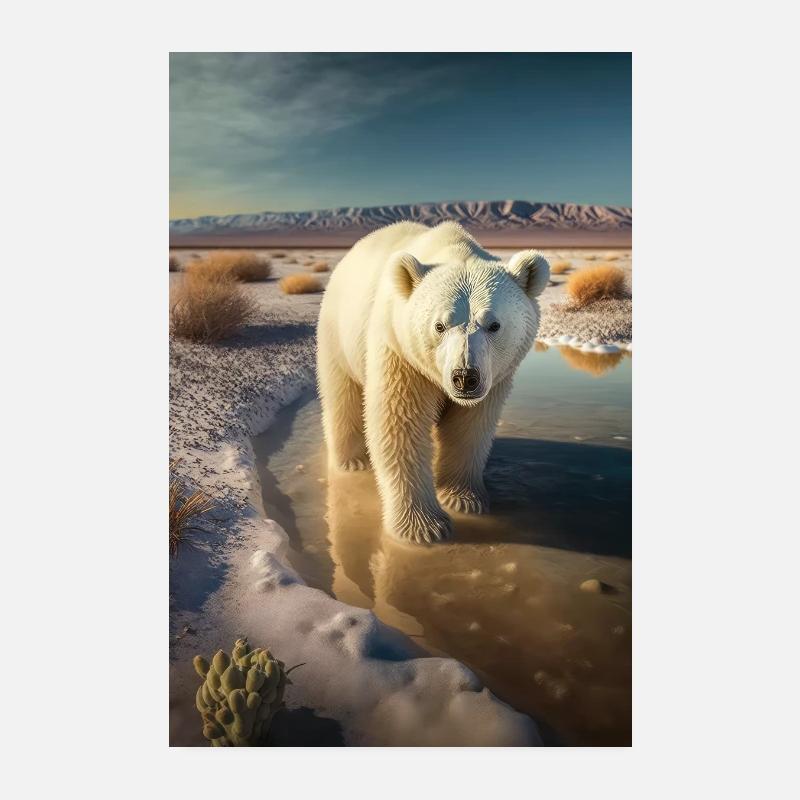 Eisbär Wüste Klima Klimaerwärmung Klimaschutz Poster 20x30 cm