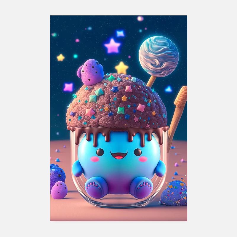 Kawaii Essen Eis Poster 20x30 cm