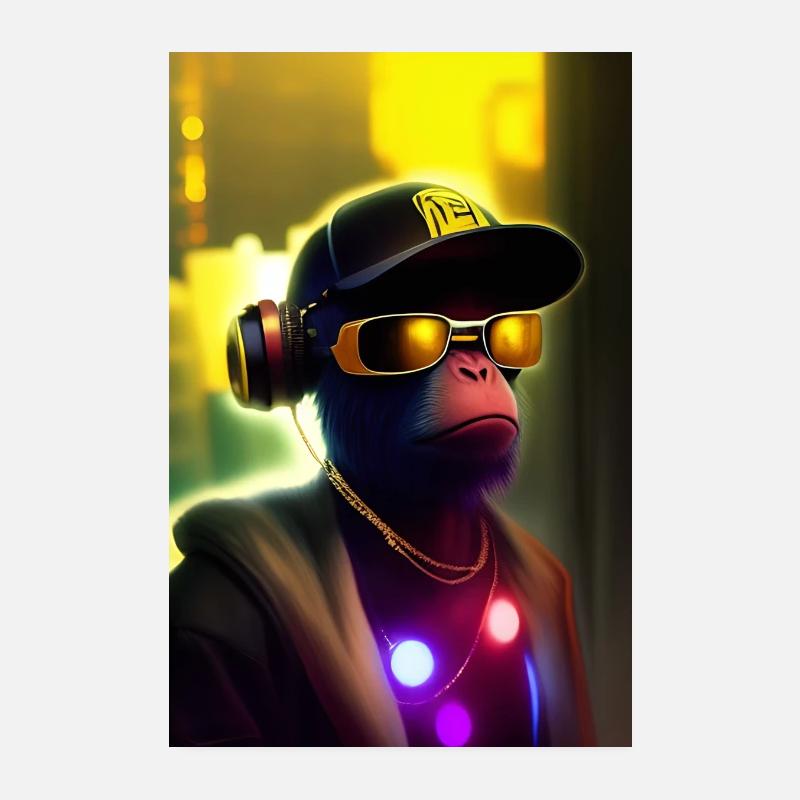 Cooler Affe mit Sonnenbrille Poster 20x30 cm