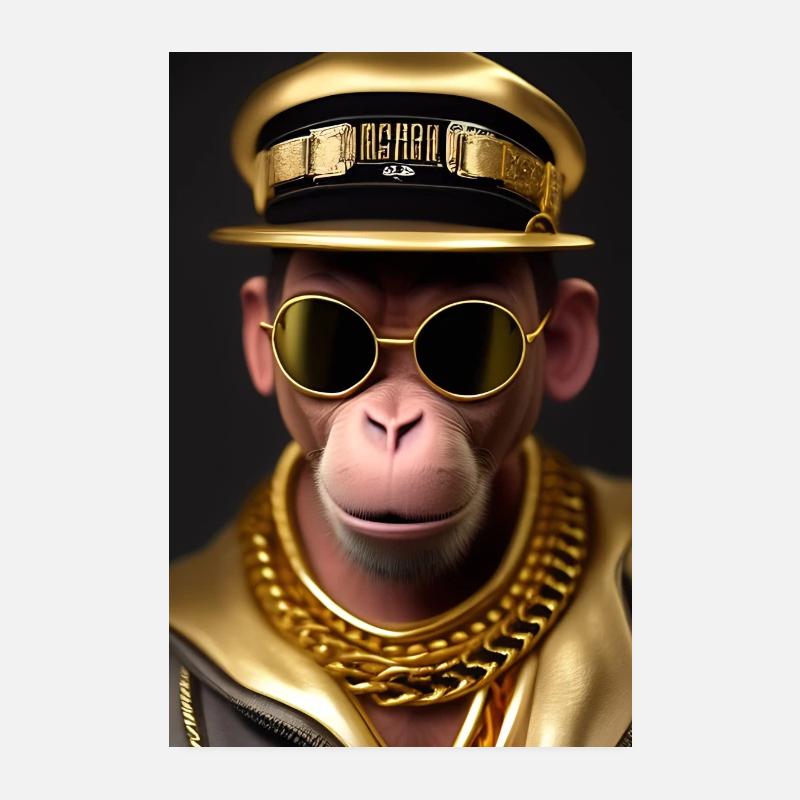 Cool Monkey With Sunglasses Poster 8" x 12" (20x30 cm)