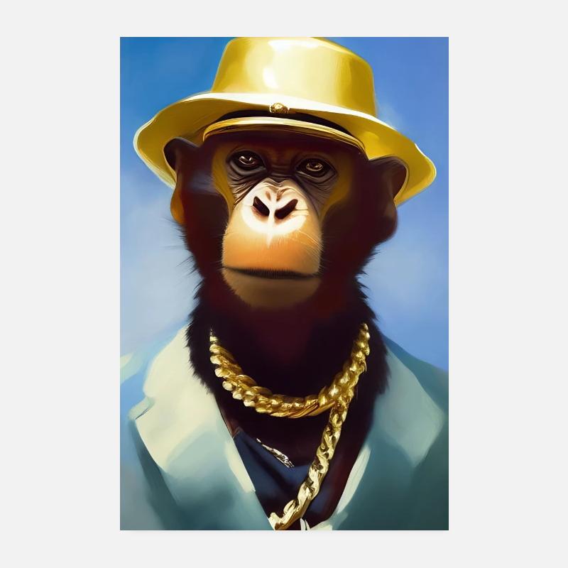 Cool monkey with gold chain Poster 8" x 12" (20x30 cm)