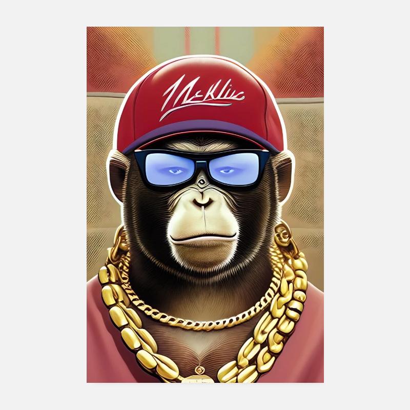 Singe cool avec des lunettes de soleil Poster 20 x 30 cm