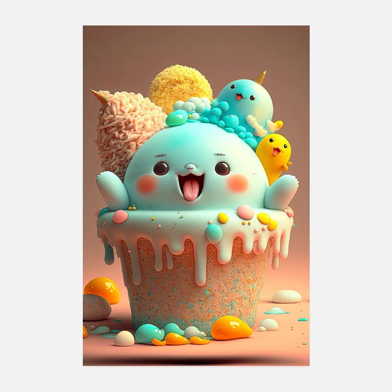 Kawaii-Eis Poster 20x30 cm