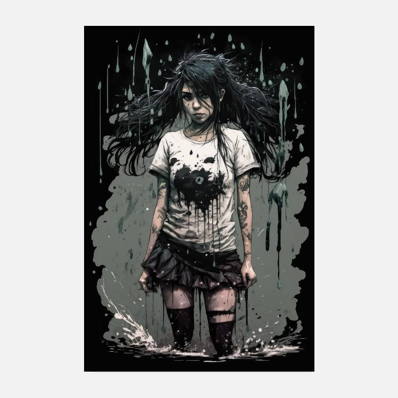 Gothic Mädchen Anime Emo Girl Poster 8" x 12" (20x30 cm)