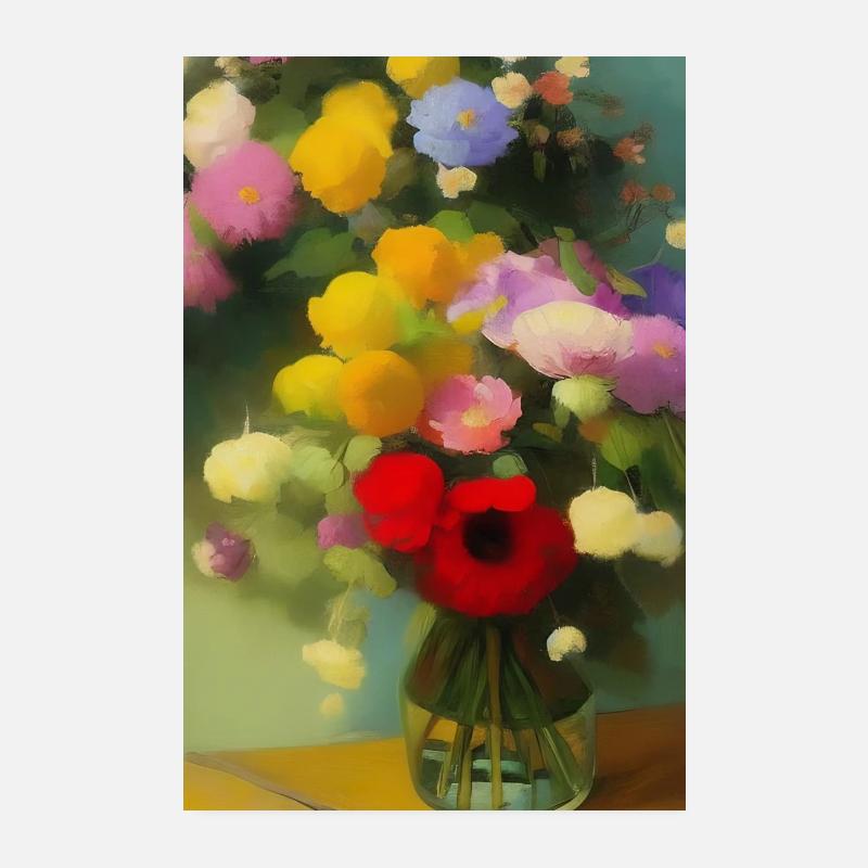 Fleurs et papillon Poster 20 x 30 cm