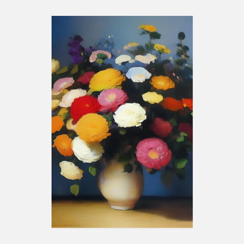 Fleurs et papillon Poster 20 x 30 cm