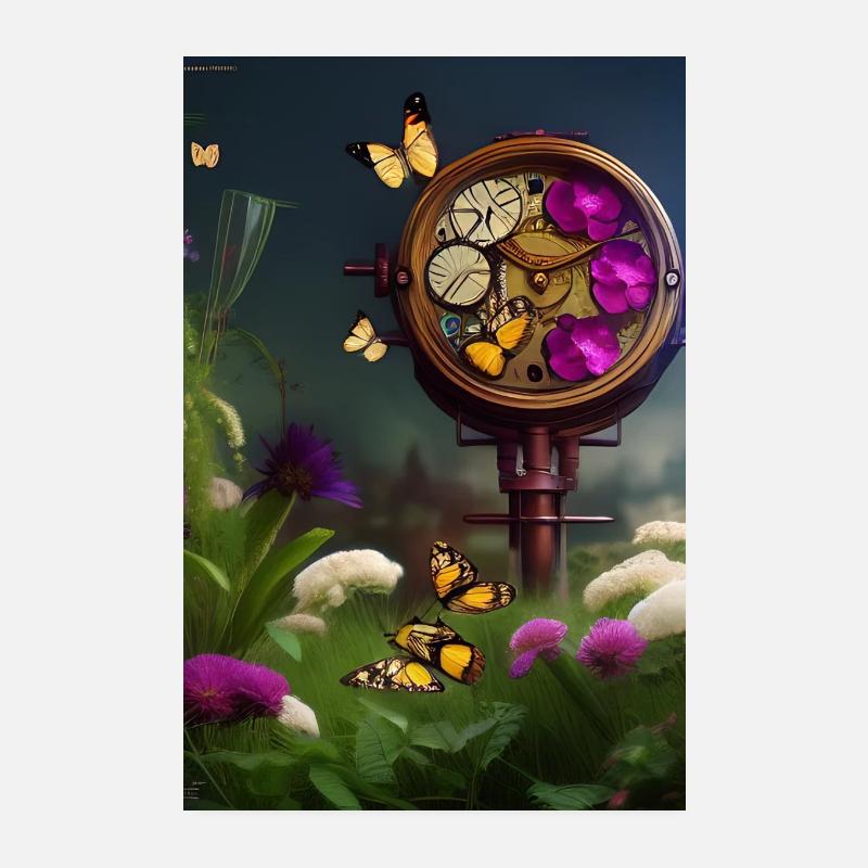 Blumen und Schmetterling Poster 20x30 cm