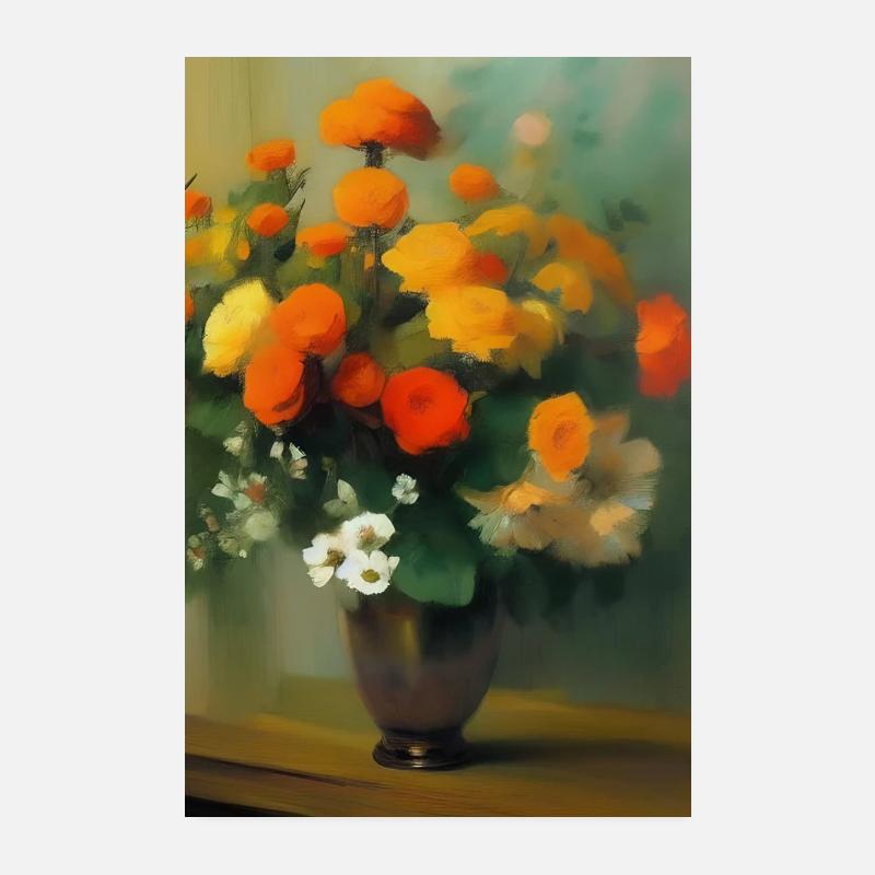 Fleurs et papillon Poster 20 x 30 cm