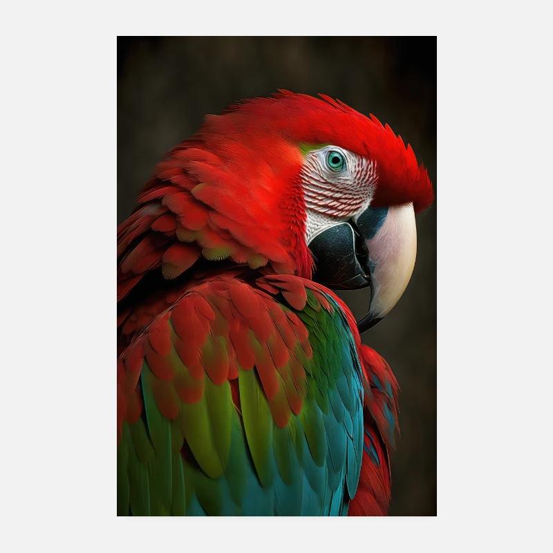 Perroquet Oiseau Jungle tropicale - Poster 20 x 30 cm - blanc