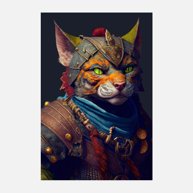 Fantasy warrior cat Poster 8" x 12" (20x30 cm)