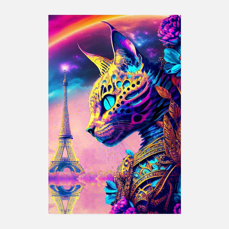Fantasiekatze in Paris Poster 20x30 cm