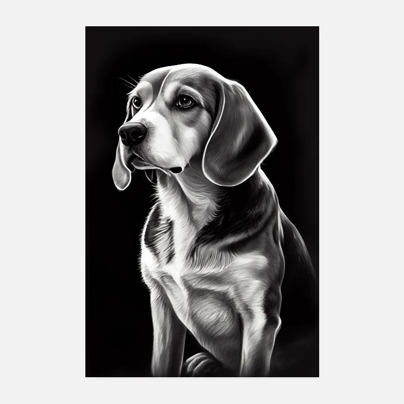 Beagle Dog Drawn Poster 8" x 12" (20x30 cm)