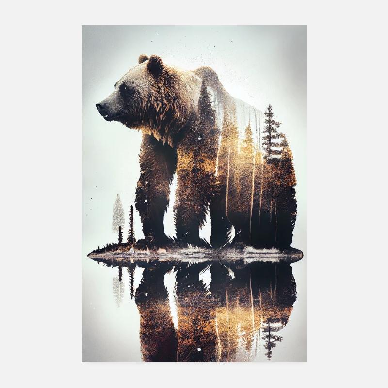 Bear Grizzly Bear Brown Bear Forest Poster 8" x 12" (20x30 cm)