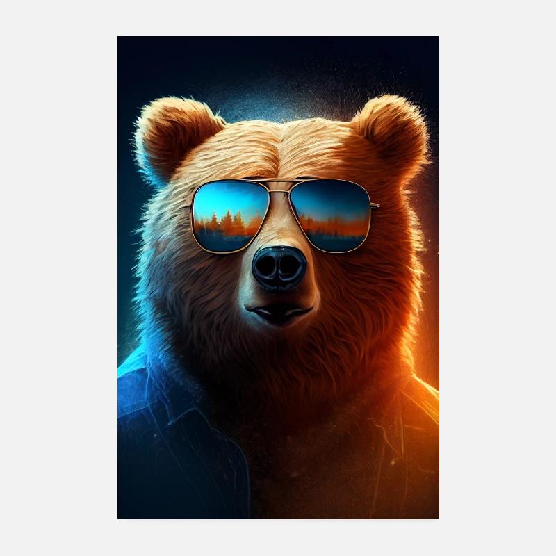 Bear Grizzly Bear Brown Bear Sunglasses Poster 8" x 12" (20x30 cm)