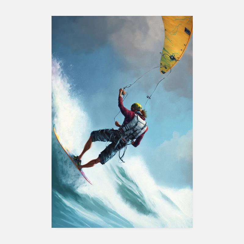 Kitesurfing Poster Beautiful Wall Decor for Beach Poster 8" x 12" (20x30 cm)