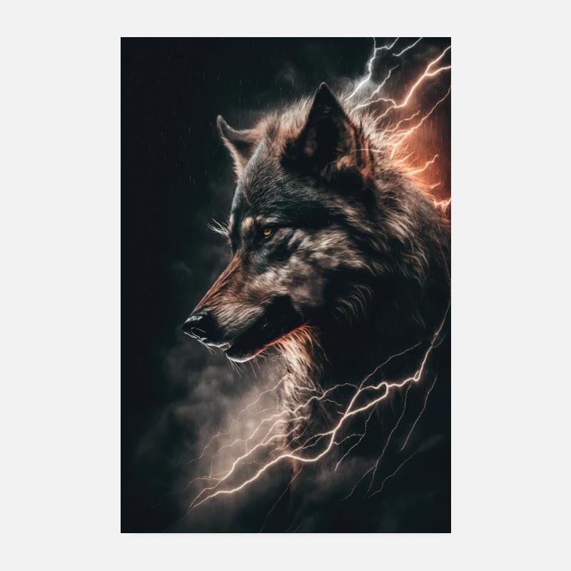 Wolf Biltz und Donner Poster 20x30 cm