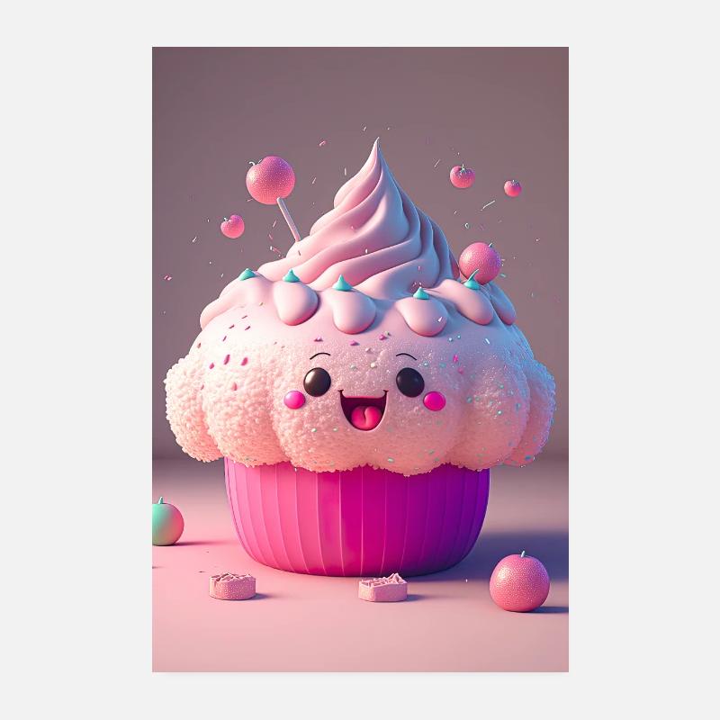 Cupcake alimentaire Kawaii Poster 20 x 30 cm