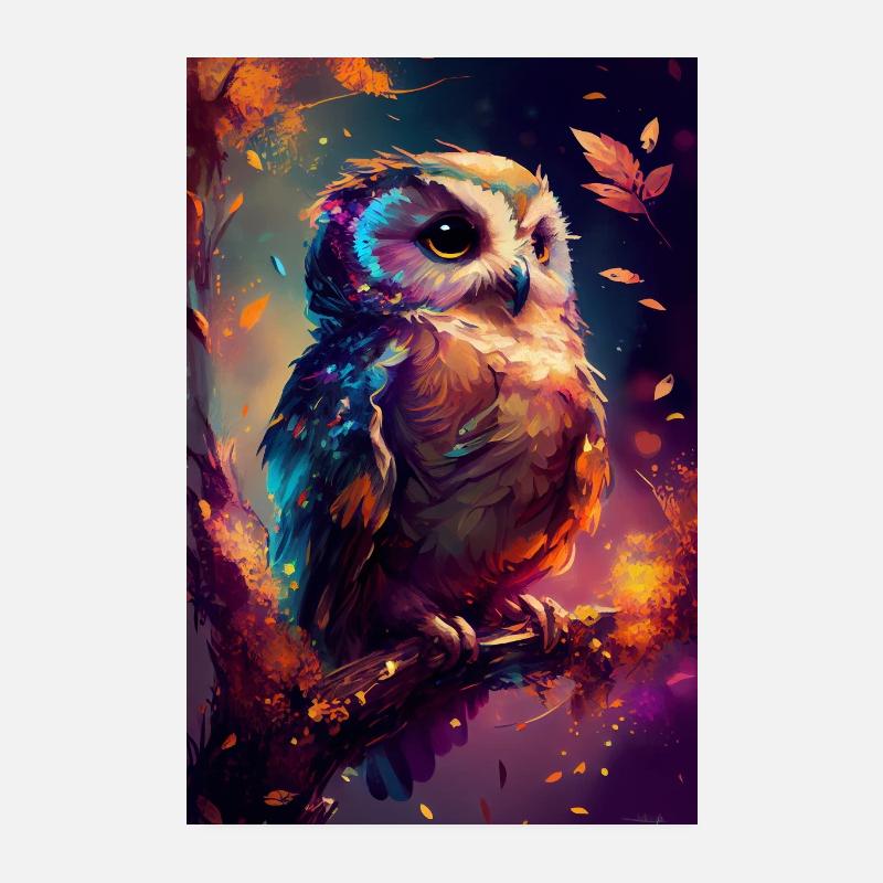 Eule Vogel Tier Eulen Cute Poster 20x30 cm