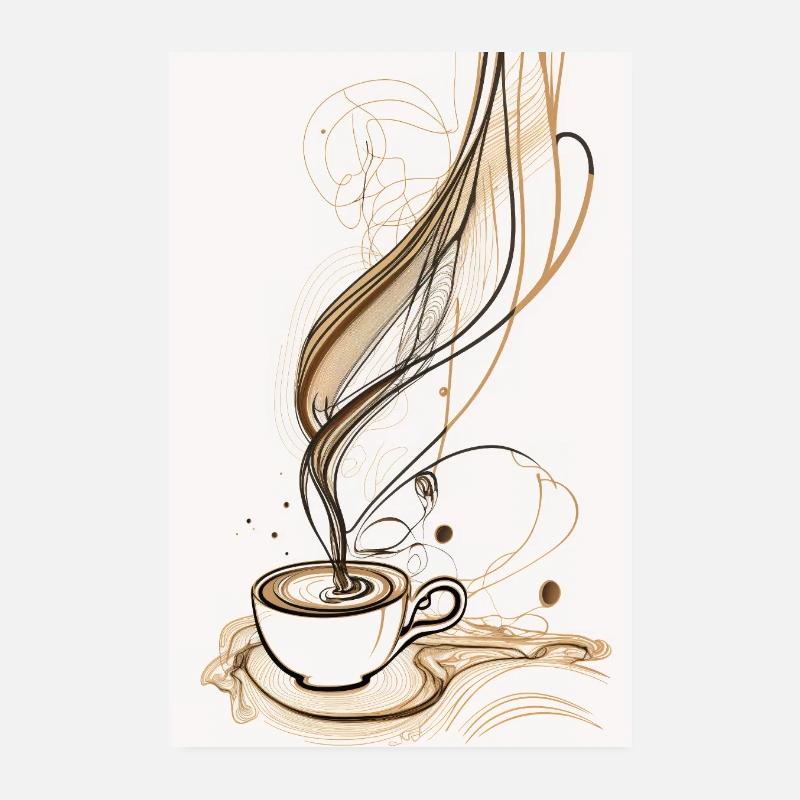 Coffee Single Line Art - Minimaliste Poster 20 x 30 cm