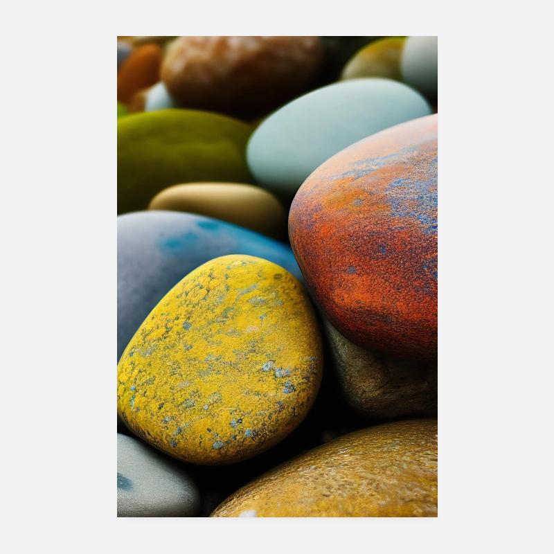 Bunte Steine - Poster 20x30 cm - Weiß