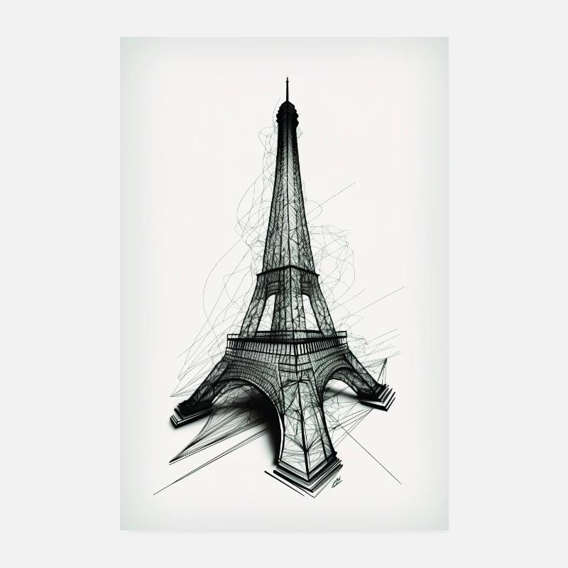 Tour Eiffel Paris, Noir & Blanc minimaliste Poster 20 x 30 cm