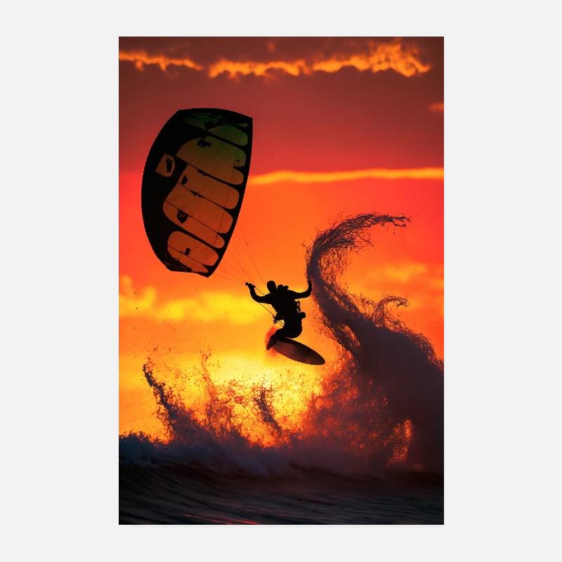 Surfez sur les vagues avec notre épopée d’affiche de kitesurf Poster 20 x 30 cm