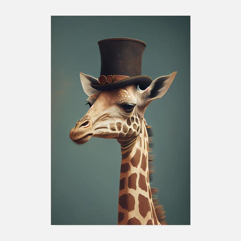 Giraffe Tier Afrika Giraffen Hat Poster 20x30 cm