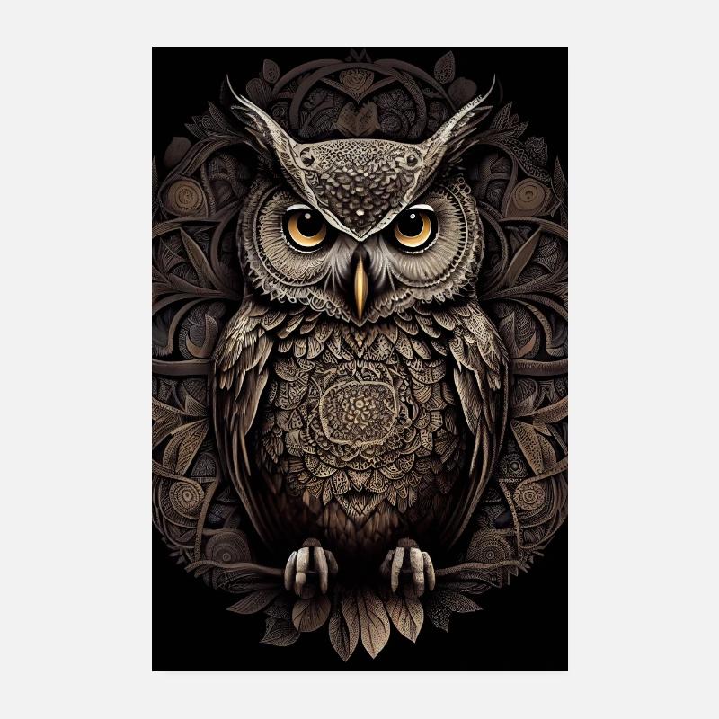 Eule Vogel Tier Eulen Mandala Poster 20x30 cm