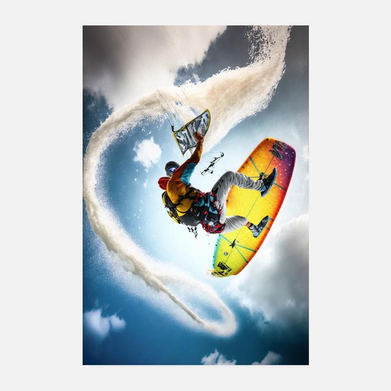 Kitesurfing Poster Beautiful Wall Decor for Beach Poster 8" x 12" (20x30 cm)