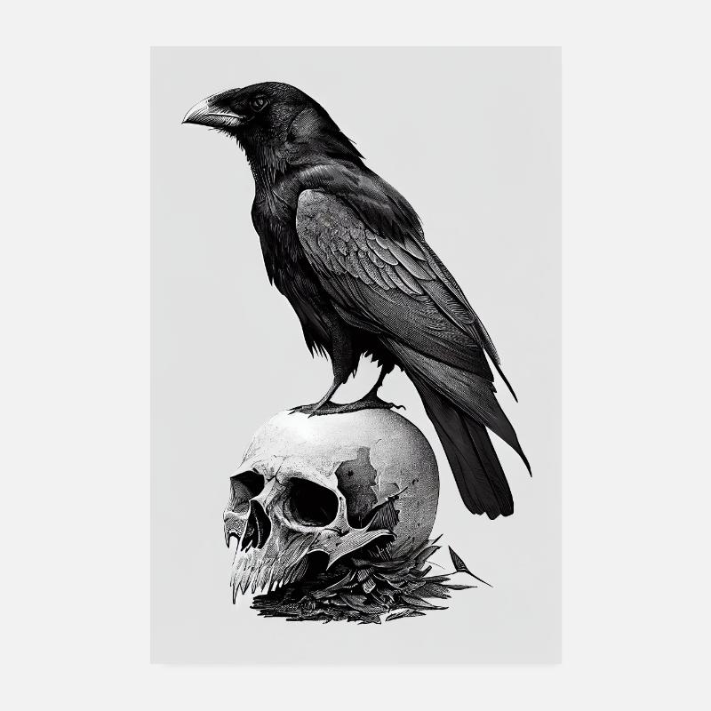 Rabe Raben Krähe Krähen Vogel Tier Skulls Poster 20x30 cm