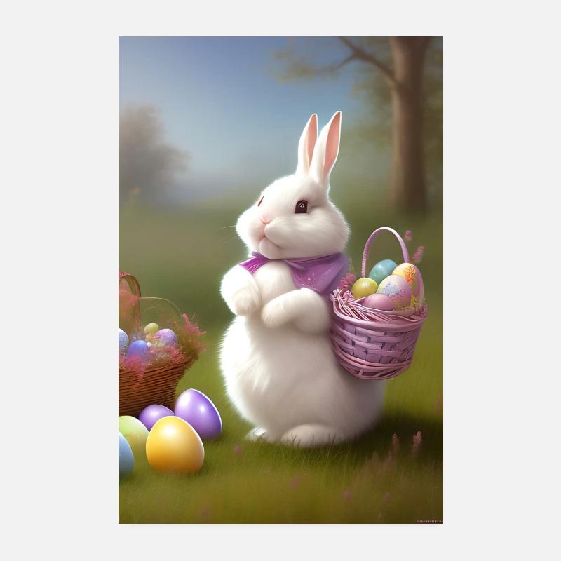 Osterhase mit Oster Eier Poster 20x30 cm