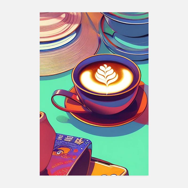 Kaffee, Kaffeebohnen - Poster 20x30 cm - Weiß