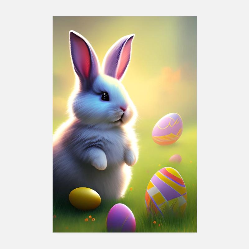 Osterhase mit Oster Eier Poster 20x30 cm