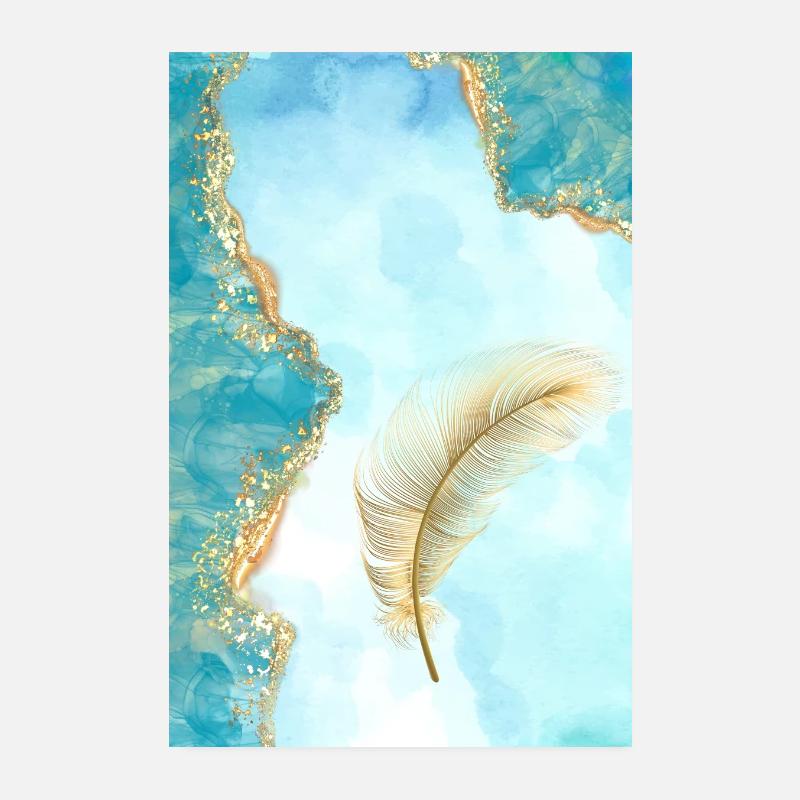 goldene Feder - Poster 20x30 cm - Weiß