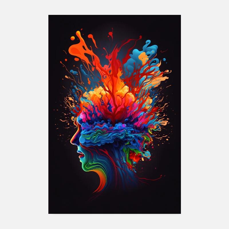 Tête colorée abstraite Poster 20 x 30 cm