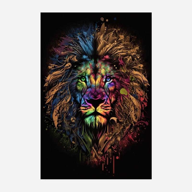 Abstract Lion Head, Generative AI Poster 8" x 12" (20x30 cm)