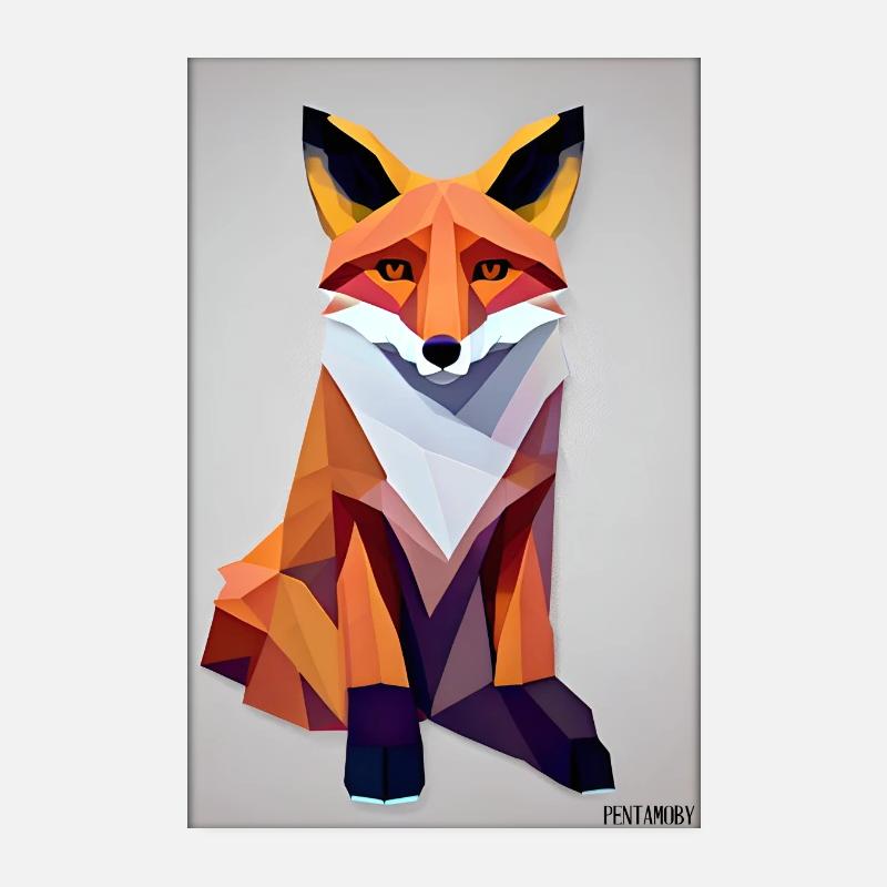 Fuchs Polygon Waldbewohner Waldtier Wildnis Tier Poster 20x30 cm