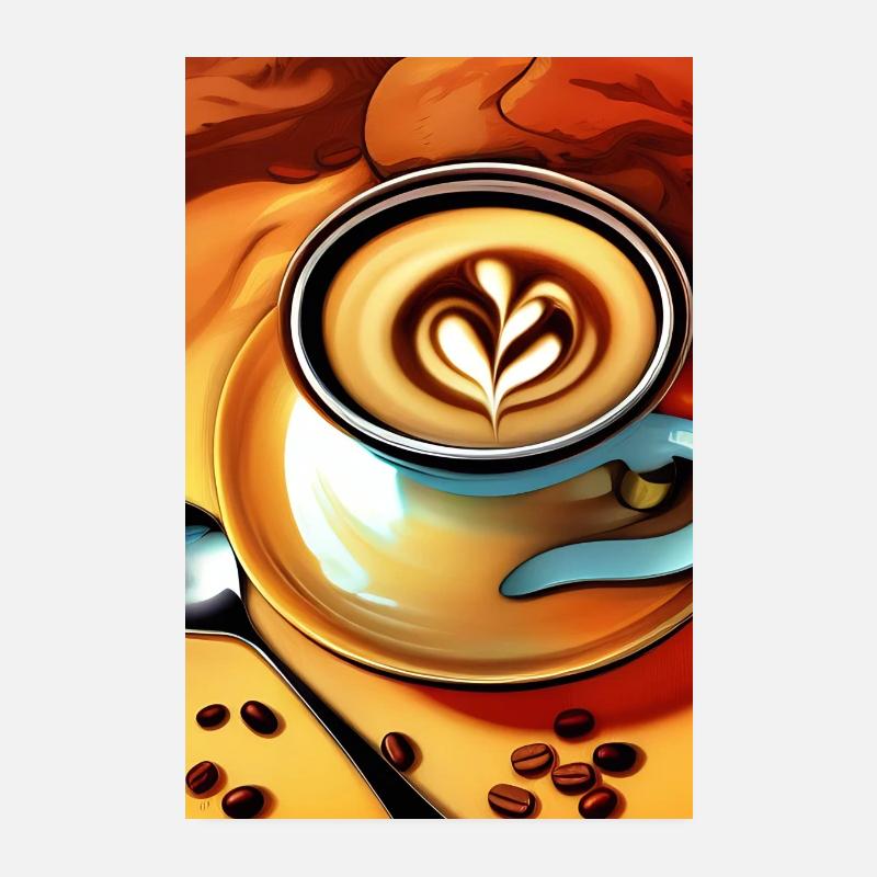 Kaffee, Kaffeebohnen - Poster 20x30 cm - Weiß