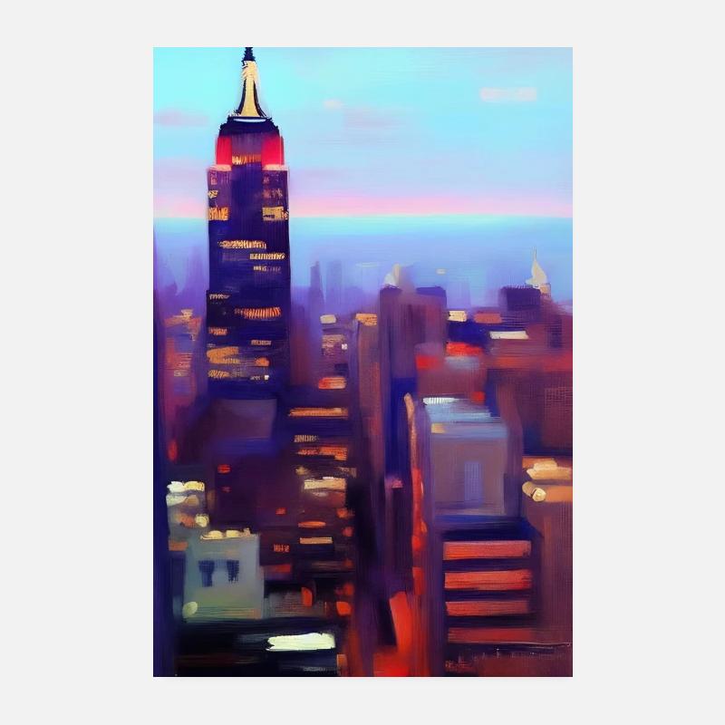 New York City Skyline - Poster 20x30 cm - Weiß