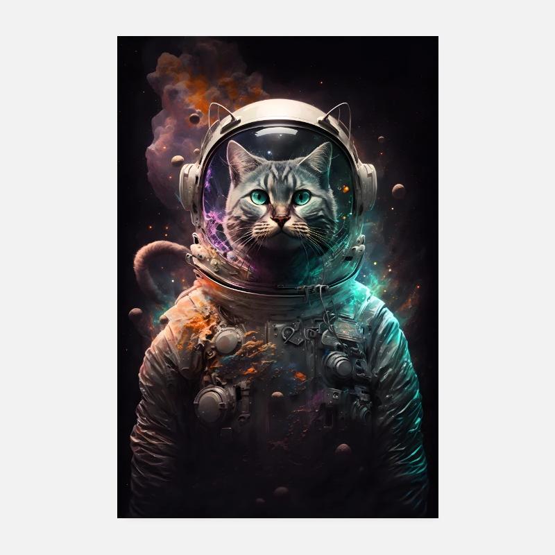 Süße Astronauten Katze Poster 20x30 cm