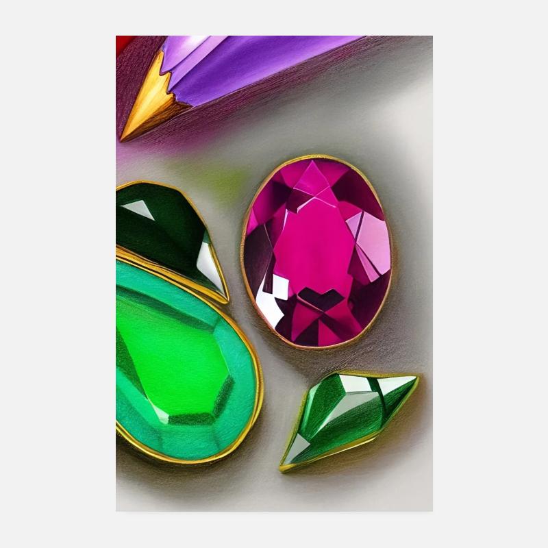 Pierres précieuses colorées Poster 20 x 30 cm