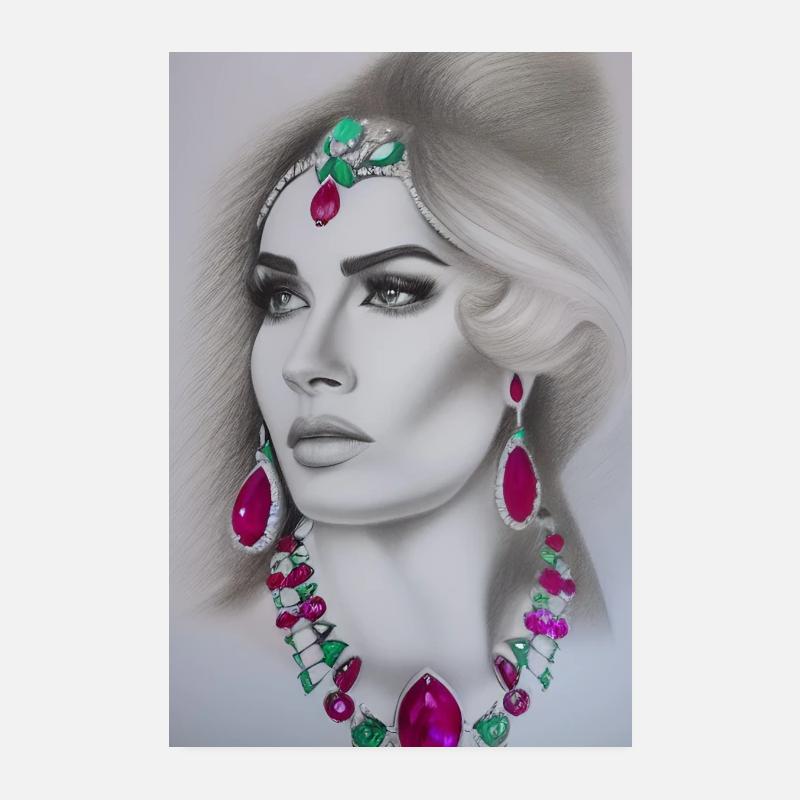 Frau mit Schmuck Poster 20x30 cm