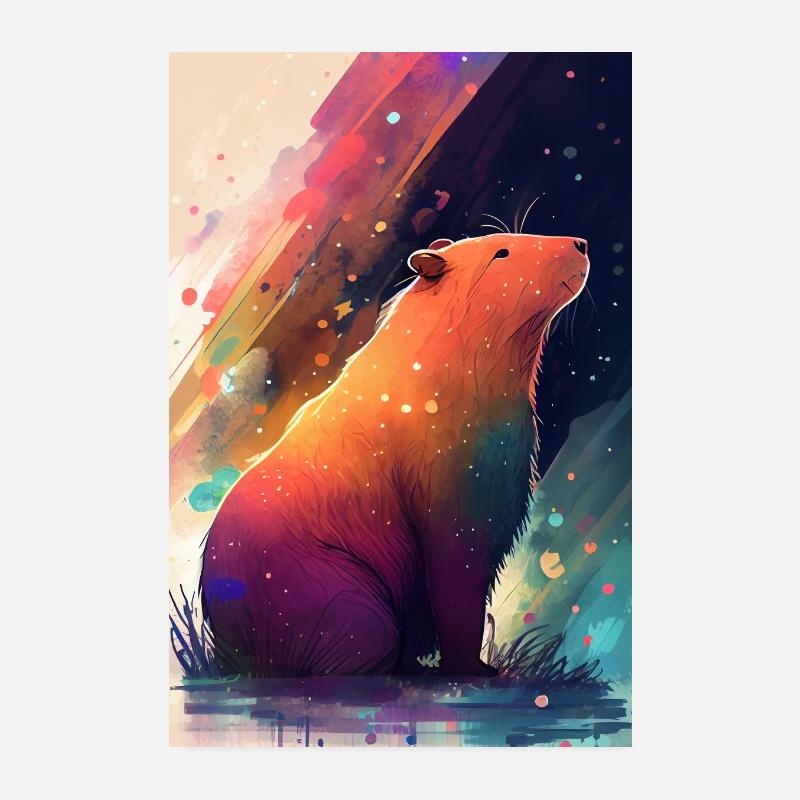 Capybara Wasserschwein Nagetier Tier Colorful Poster 20x30 cm