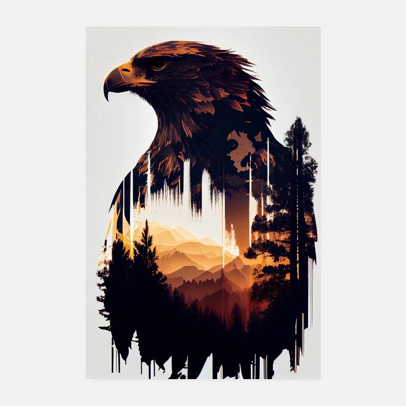 Eagle Animal Eagle Bald Eagle Silhouette Poster 8" x 12" (20x30 cm)