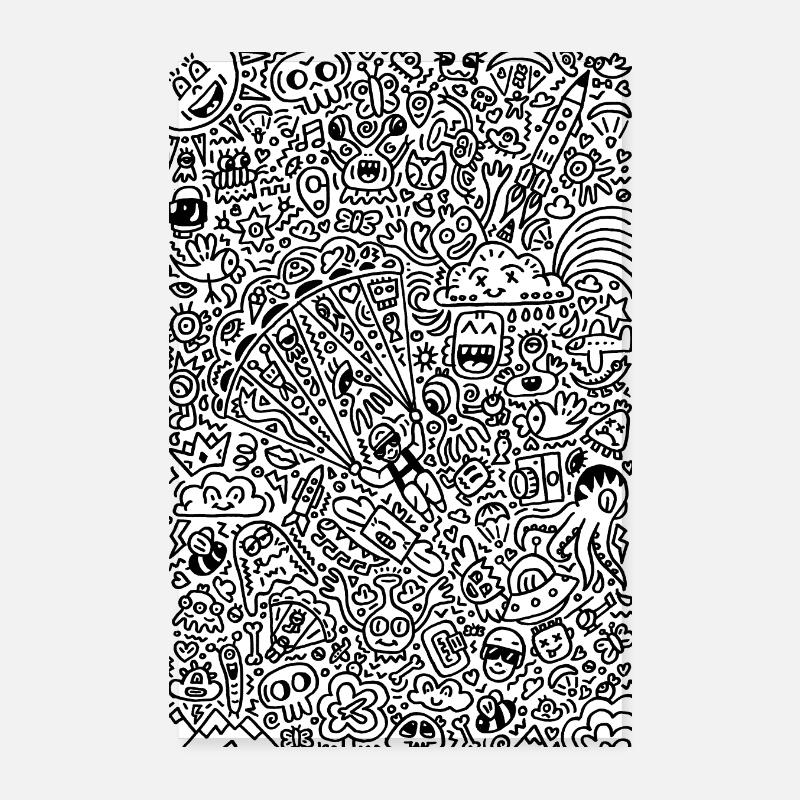 Doodle Paragliders Poster Poster 8" x 12" (20x30 cm)